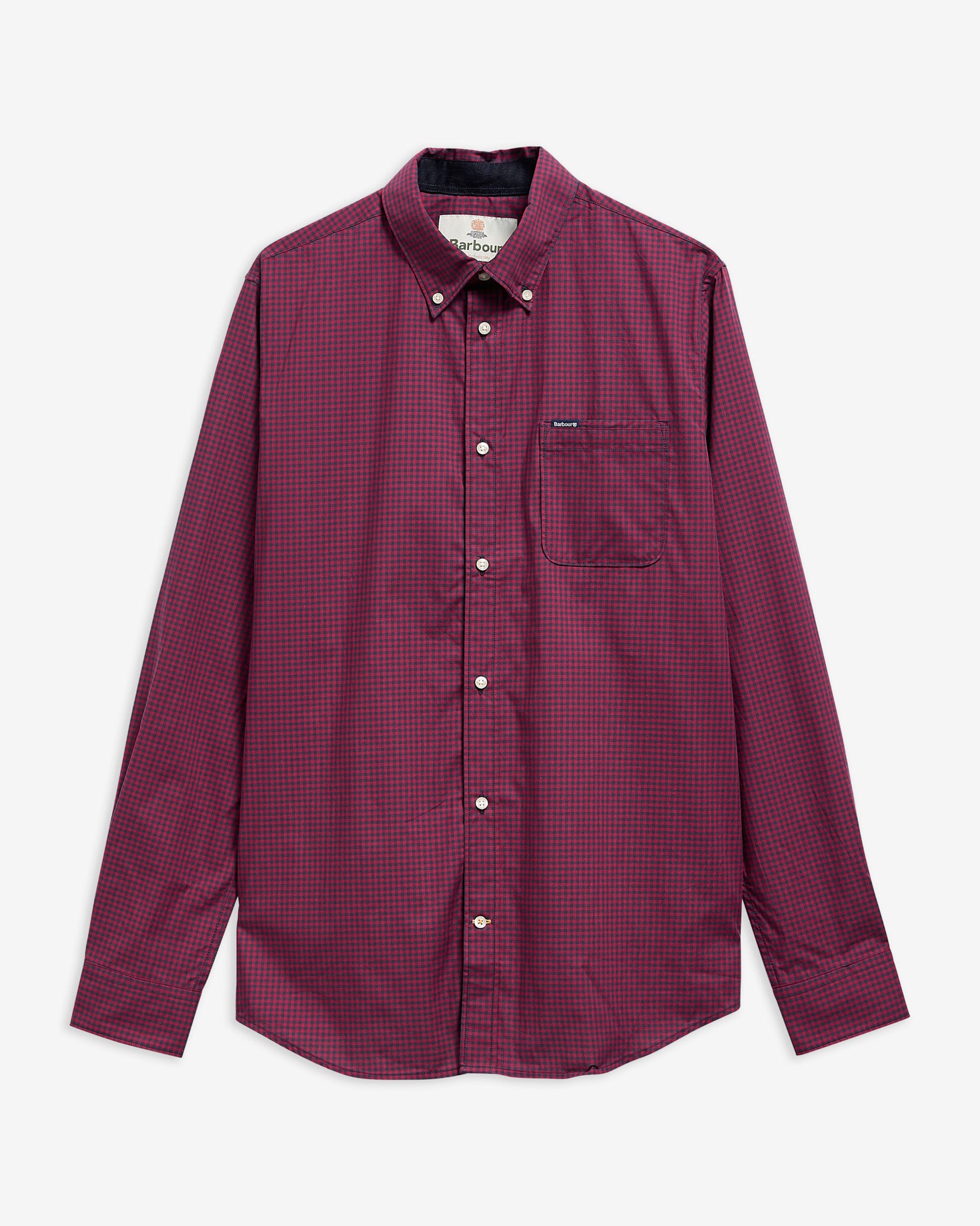 Barbour Harbourwall Gingham Check Tailored Fit Long-Sleeved Shirt In Red