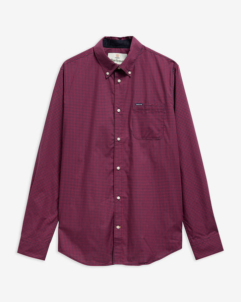 Barbour Harbourwall Gingham Check Tailored Fit Long-Sleeved Shirt In Red