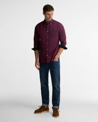 Barbour Harbourwall Gingham Check Tailored Fit Long-Sleeved Shirt In Red