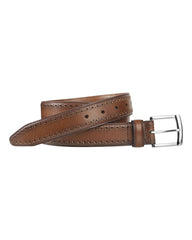 Johnston & Murphy Perforated Edge Belt In Cognac Tan - Rainwater's Men's Clothing and Tuxedo Rental