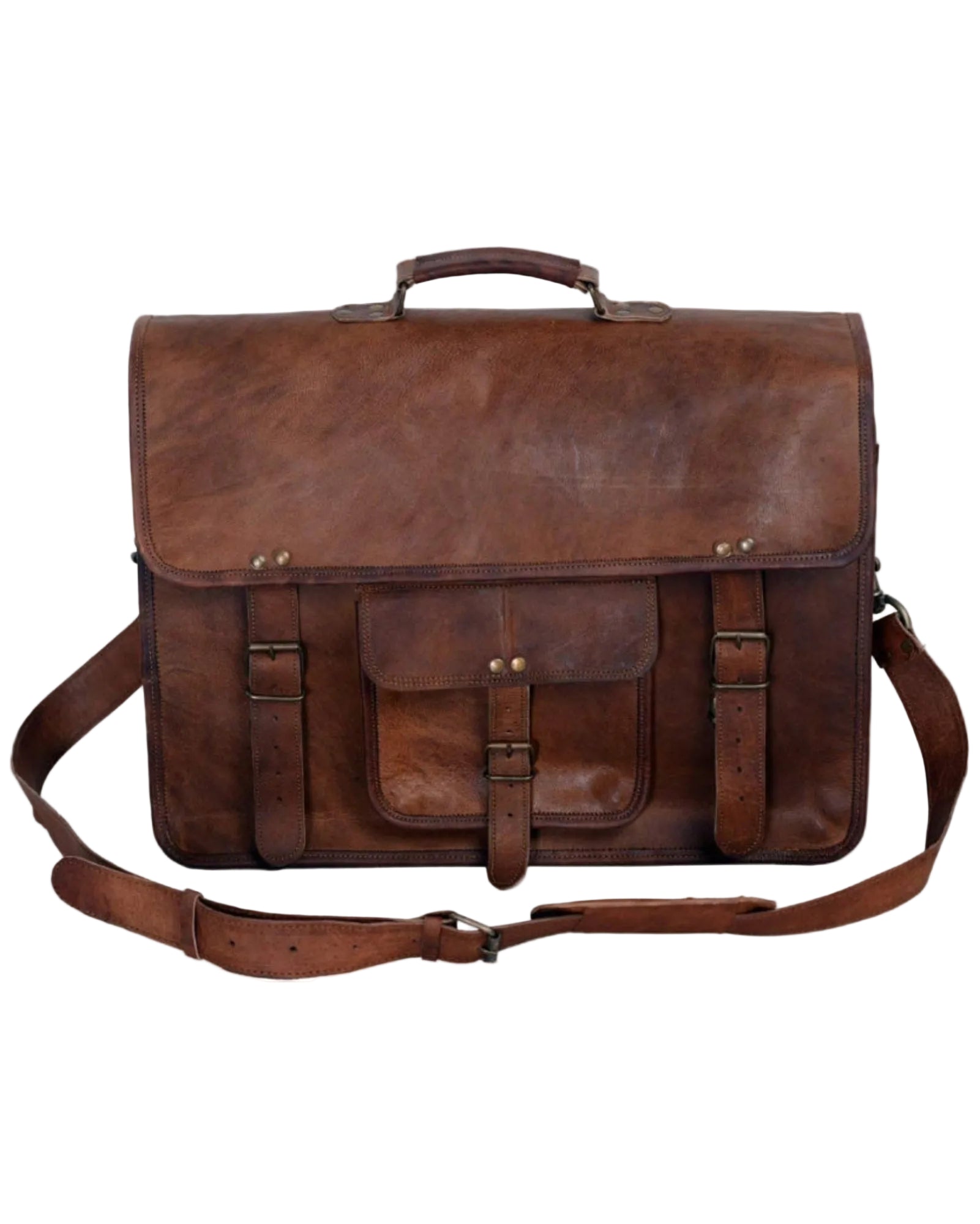 Rainwater's Genuine Leather 18 Inch Laptop Briefcase In Cognac