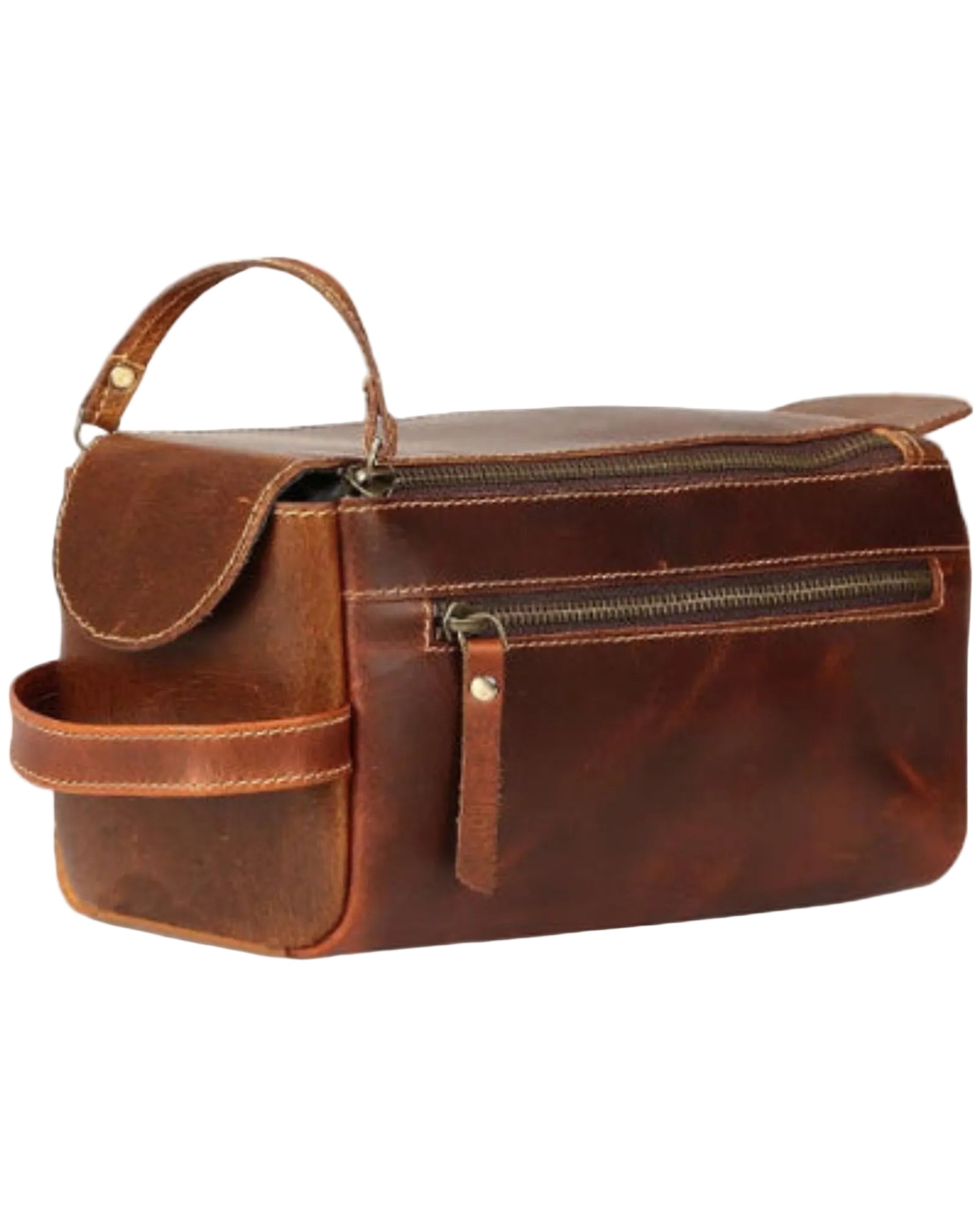 Rainwater's Genuine Leather Shaving Kit In Cognac