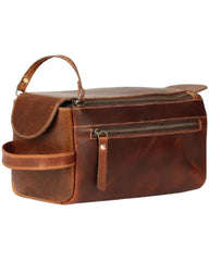 Rainwater's Genuine Leather Shaving Kit In Cognac