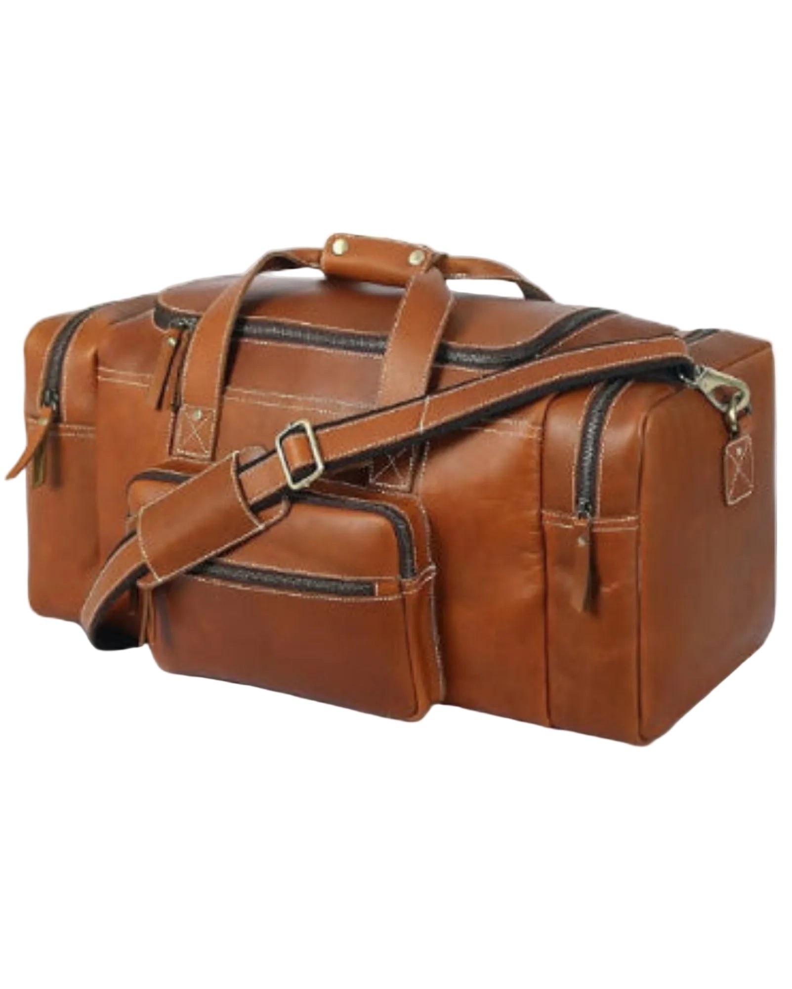 Rainwater's Genuine Leather Open Top Duffel Bag In Cognac