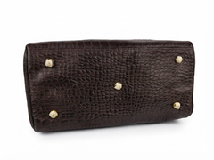 Rainwater's Genuine Leather Alligator Print Duffle In Brown