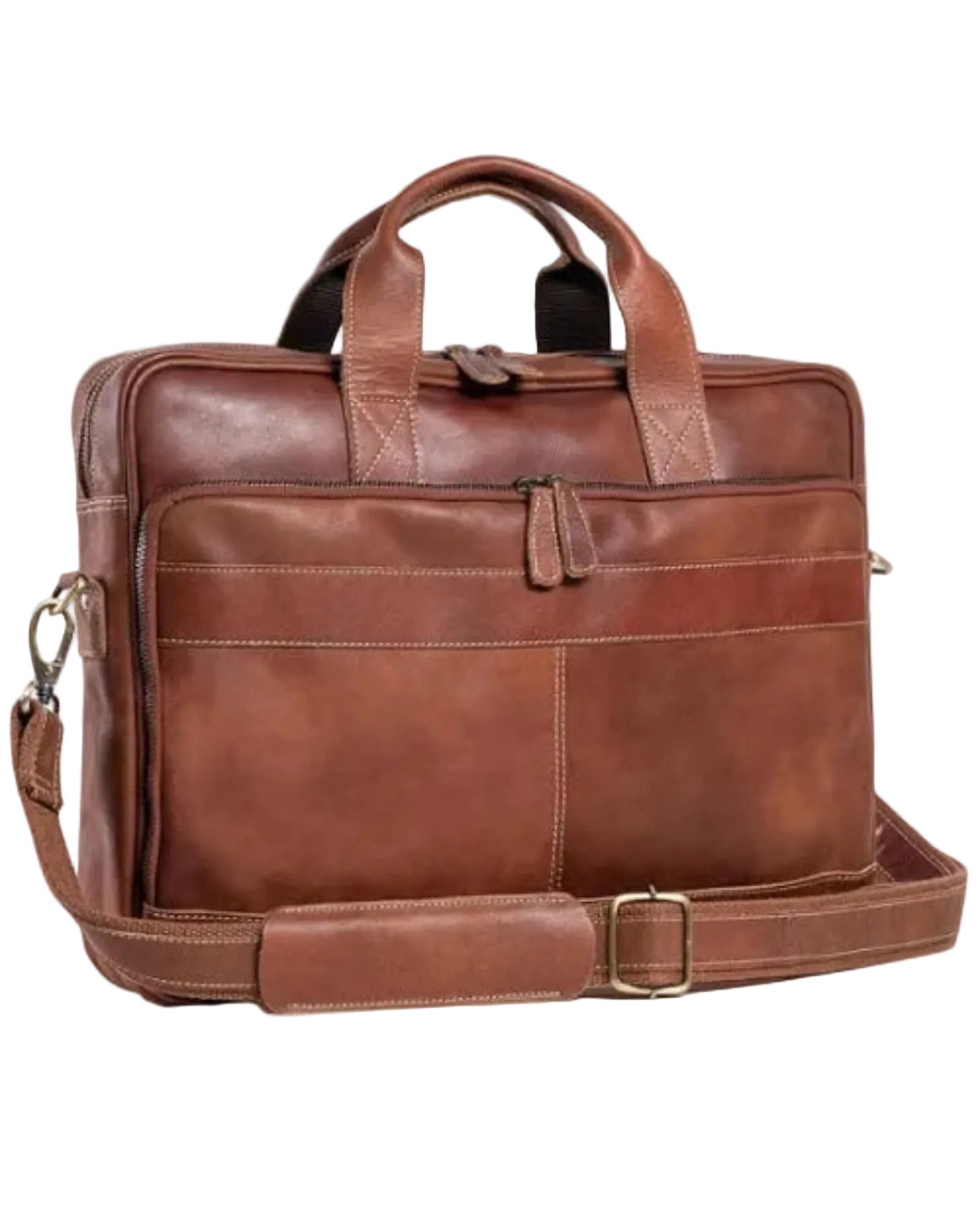 Rainwater's Genuine Leather Laptop Briefcase In Cognac