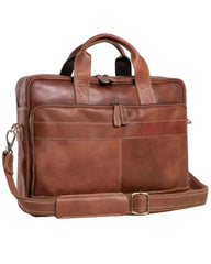 Rainwater's Genuine Leather Laptop Briefcase In Cognac