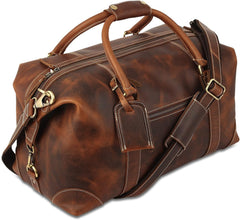 Rainwater's Genuine Leather Large Square Opening Duffel Bag In Cognac