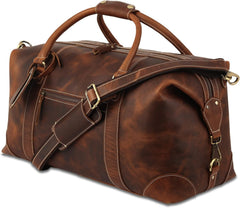 Rainwater's Genuine Leather Large Square Opening Duffel Bag In Cognac