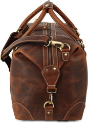 Rainwater's Genuine Leather Large Square Opening Duffel Bag In Cognac