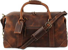 Rainwater's Genuine Leather Large Square Opening Duffel Bag In Cognac