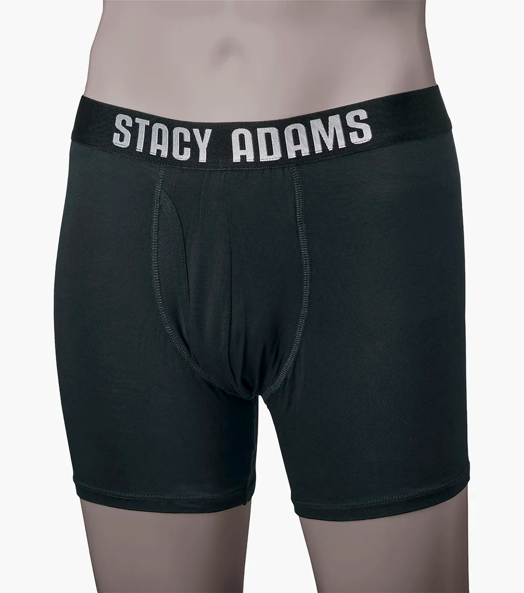 Stacy Adams Boxer Brief Performance Fabric in Solid Black