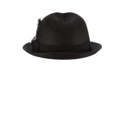 Stacy Adams Belmont Fedora Straw Poly Braided Pinch Front Hat In Black