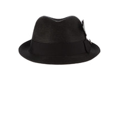 Stacy Adams Belmont Fedora Straw Poly Braided Pinch Front Hat In Black