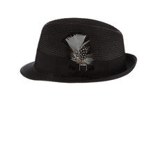 Stacy Adams Belmont Fedora Straw Poly Braided Pinch Front Hat In Black