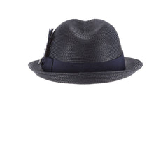 Stacy Adams Belmont Fedora Straw Poly Braided Pinch Front Hat In Navy