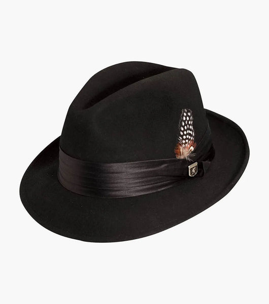 Stacy Adams Ash Fedora  Crushable Wool Felt Pinch Front Hat