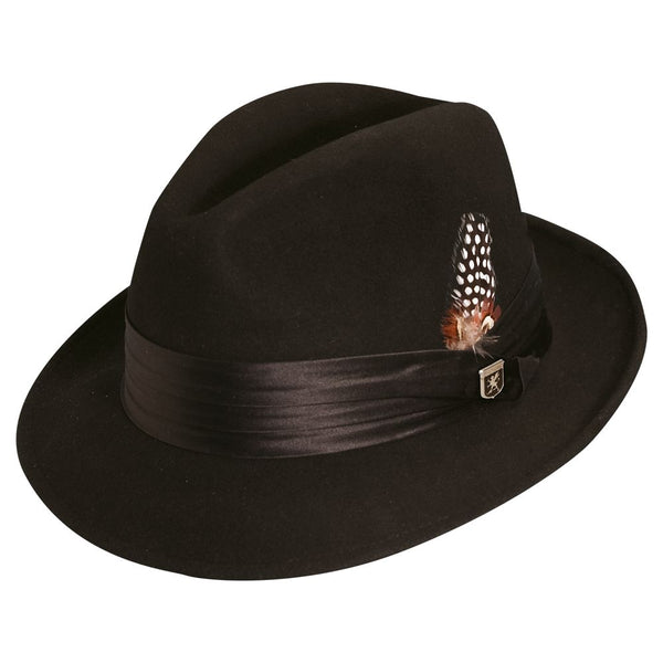 Stacy Adams Newark Wool Felt Fedora in Black