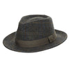 Scala Barry Herringbone Fedora with Brown Window Pane