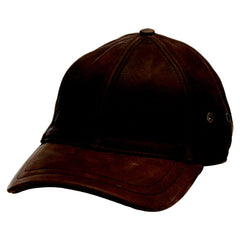 Scala Peyton Leather Baseball Cap In Brown