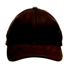 Scala Peyton Leather Baseball Cap In Brown
