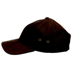Scala Peyton Leather Baseball Cap In Brown