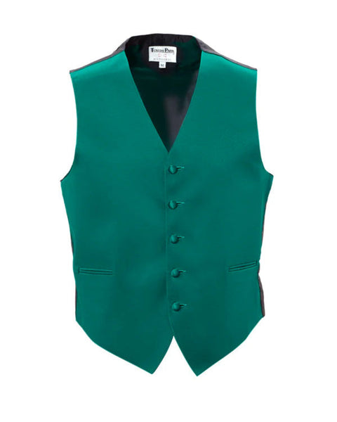 Satin Vest, Full Back, in Teal