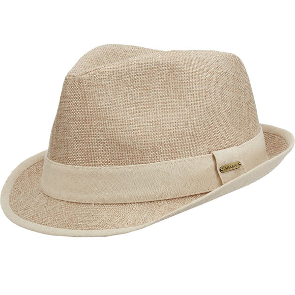 Scala Fedora Hat In Natural Linen Tan