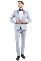 Silver Light Grey Peak Lapel Tuxedo Rental