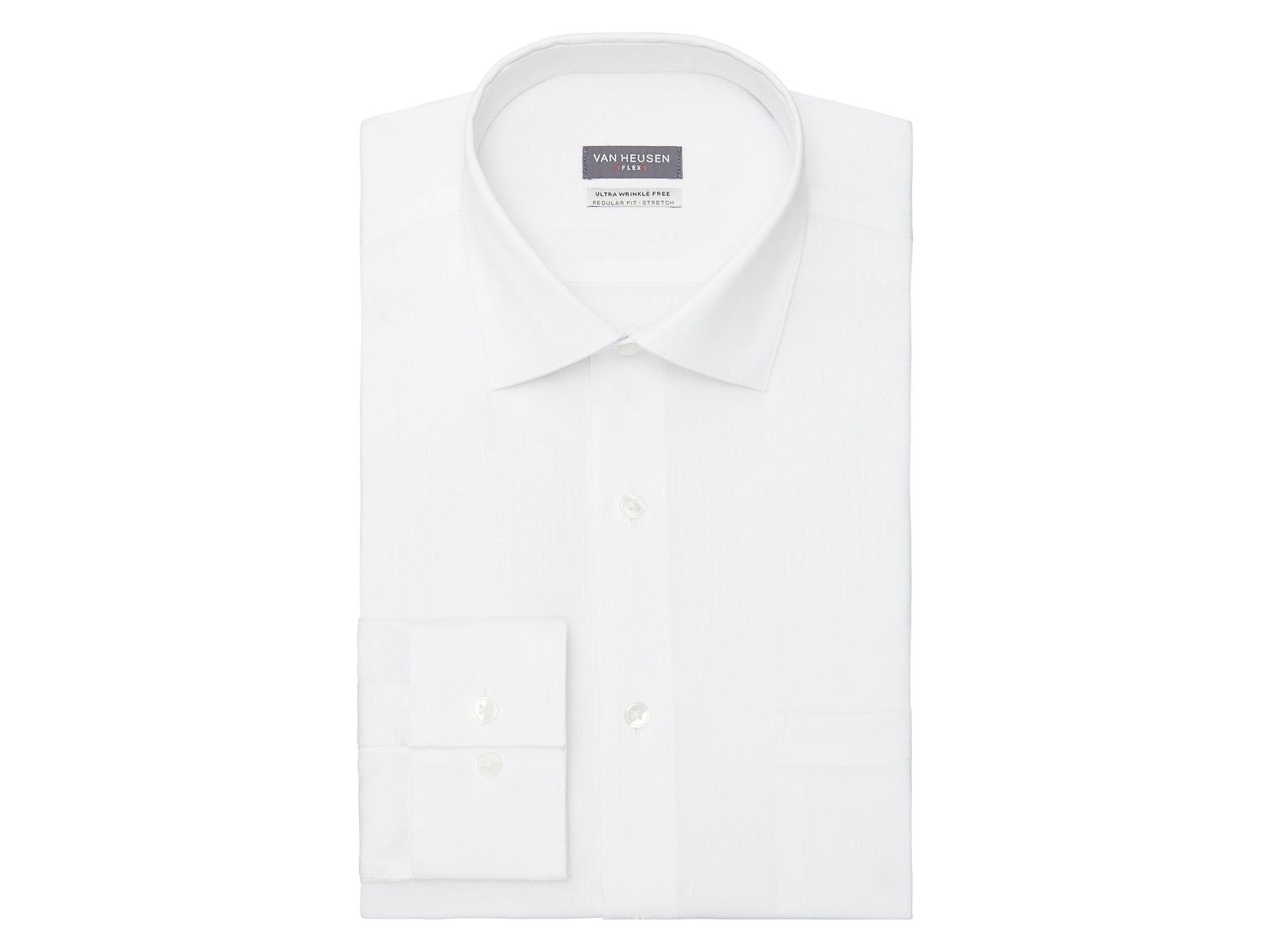 -Rainwater's -Rainwater's - Dress Shirt - Van Heusen Regular Fit Ultra Wrinkle Free Stretch FLEX Solid Dress Shirt in White -