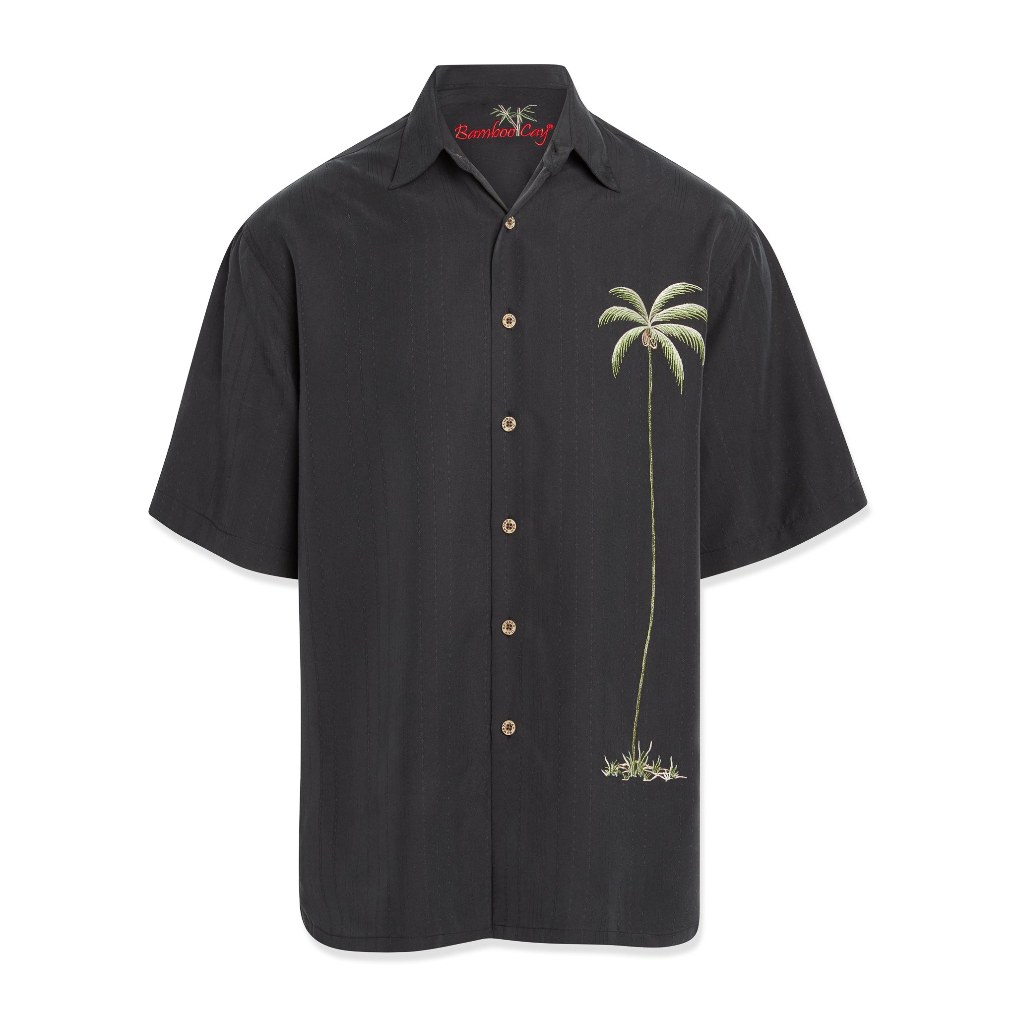 Bamboo Cay Single Palm Camp Shirt In Black