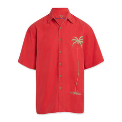 Bamboo Cay Single Palm Camp Shirt In Red