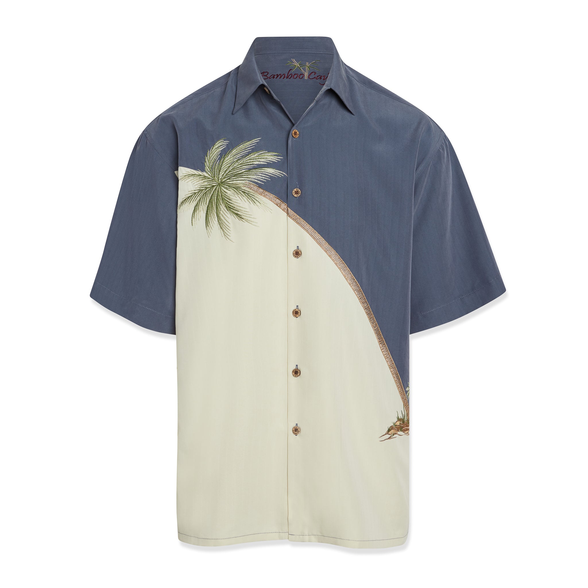 Bamboo Cay Hurricane Palm Camp Shirt in Grey