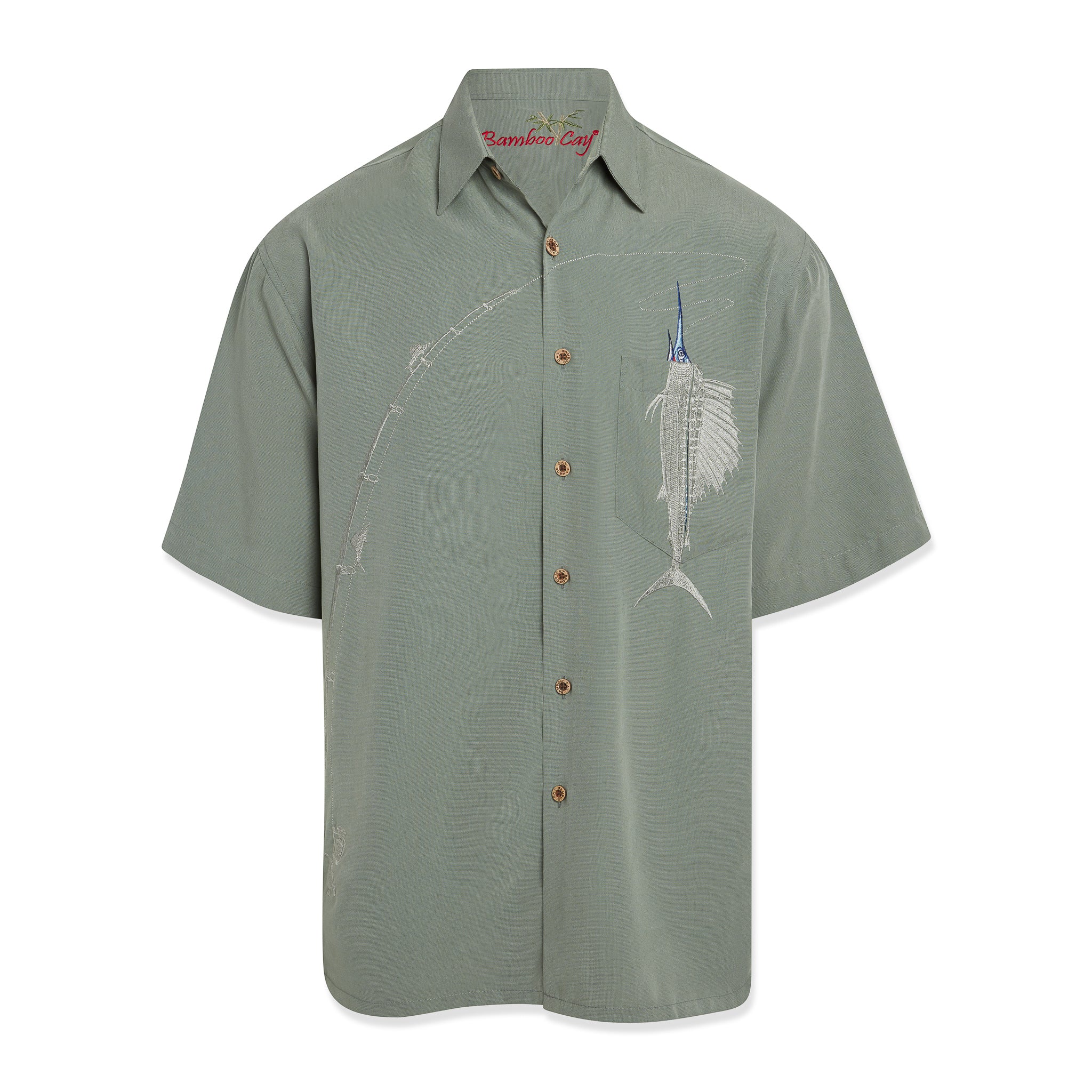 Bamboo Cay Shake the Hook Camp Shirt in Sage