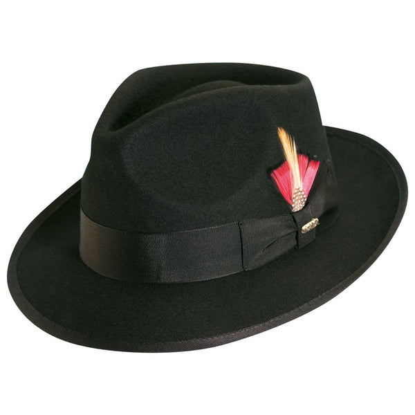 Scala New Yorker Wool Felt Fedora in Black