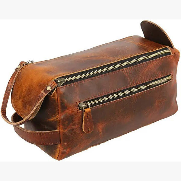 Rainwater's Leather Toiletry Bag In Cognac