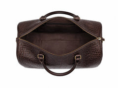 20-Inch Genuine Leather Crocodile Embossed Weekender Duffle