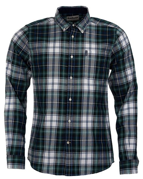 Barbour Highland Check 20 Classic Tartan Button down Collar Tailored Fit In Navy & Green
