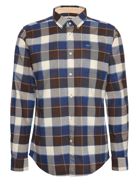 Barbour Valley Tailored Button-down Collar Shirt in Blue & Brown Plaid