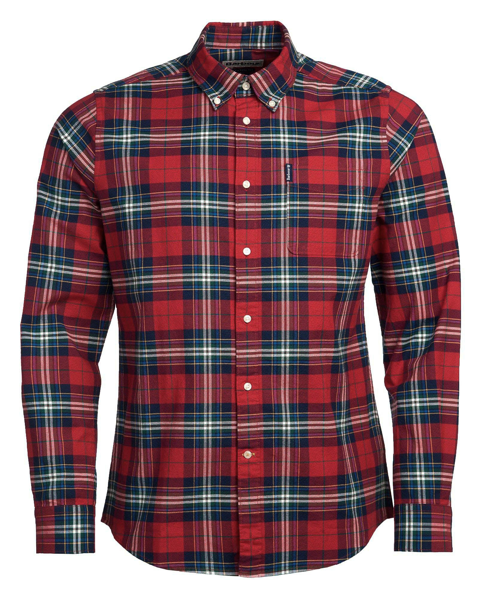 Barbour Highland Check 11 Plaid Button Down Shirt Tailored Fit in Crimson Tartan