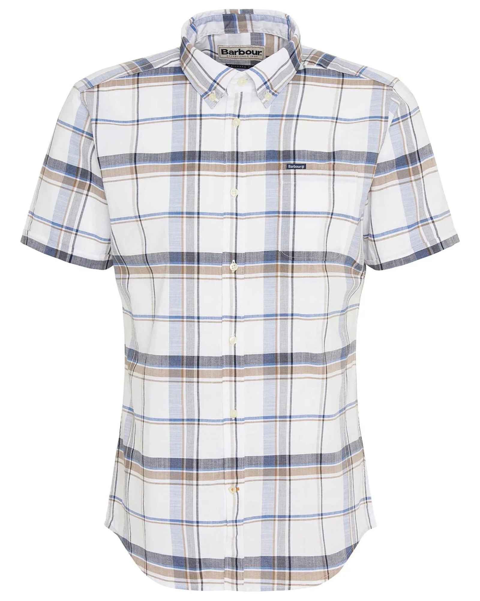 Barbour Dudley Short-Sleeve Button Down Collar Tailored Shirt In Navy