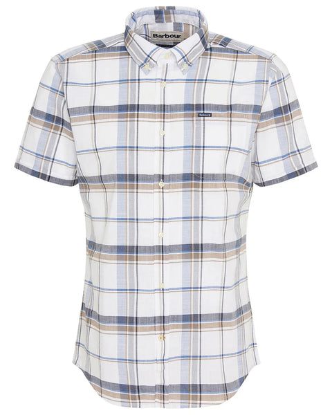 Barbour Dudley Short-Sleeve Button Down Collar Tailored Shirt In Navy