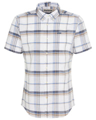 Barbour Dudley Short-Sleeve Button Down Collar Tailored Shirt In Navy