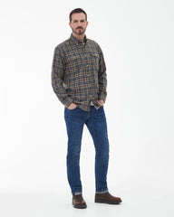 Barbour Foss Regular Fit Button-down Collar Shirt in Navy & Tan Plaid