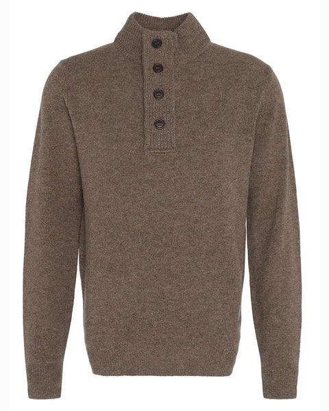 Barbour Essential 1/4 Zip Elbow Patch Sweater in Dark Stone