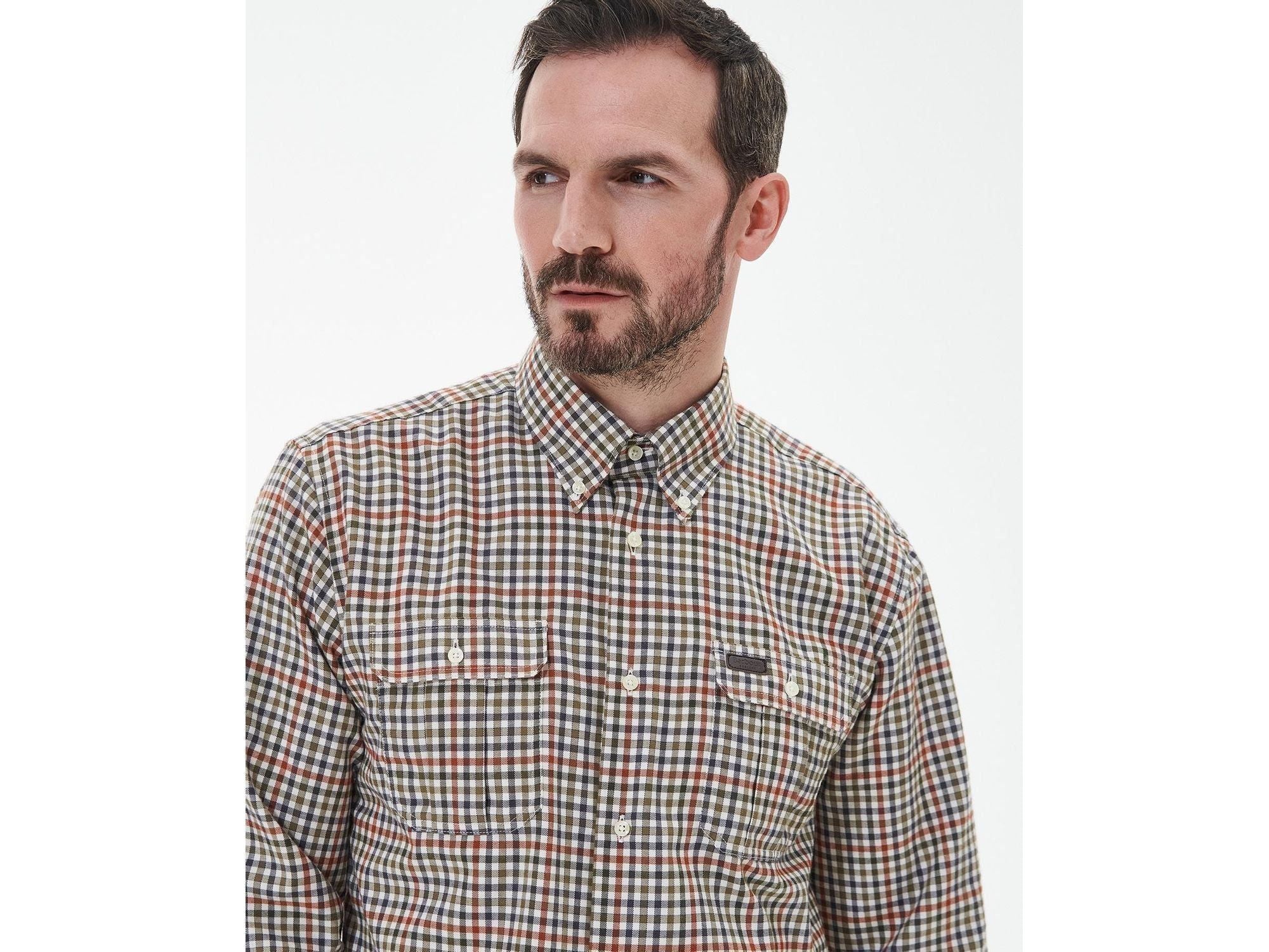 Barbour Foss Tailored Buttondown Collar Shirt in Olive Plaid | Rainwater's