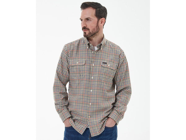 Barbour Foss Tailored Buttondown Collar Shirt in Olive Plaid