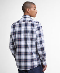 Barbour Wetheram Tartan Plaid Button Down Collar Shirt in Tailored Fit In Navy & White