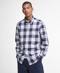 Barbour Wetheram Tartan Plaid Button Down Collar Shirt in Tailored Fit In Navy & White