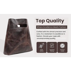 Minimalist Handmade Handbag | Full Grain Leather Grocery Bag: Bourbon Brown